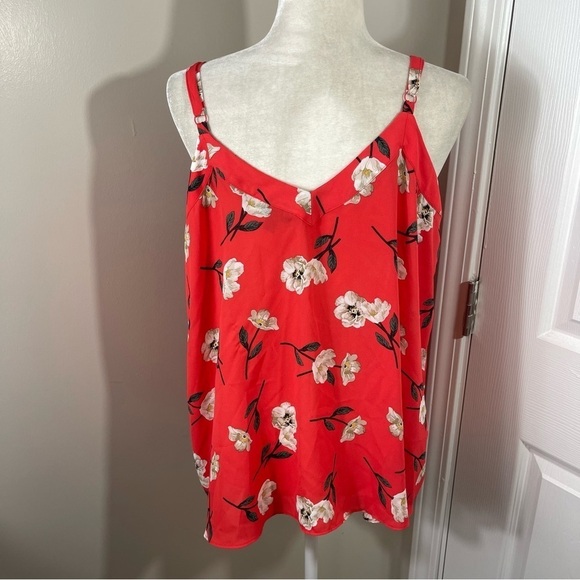 TORRID Sophie Coral & White Floral Georgette Swing Sleeveless Tank Blouse - 00 - Picture 7 of 8